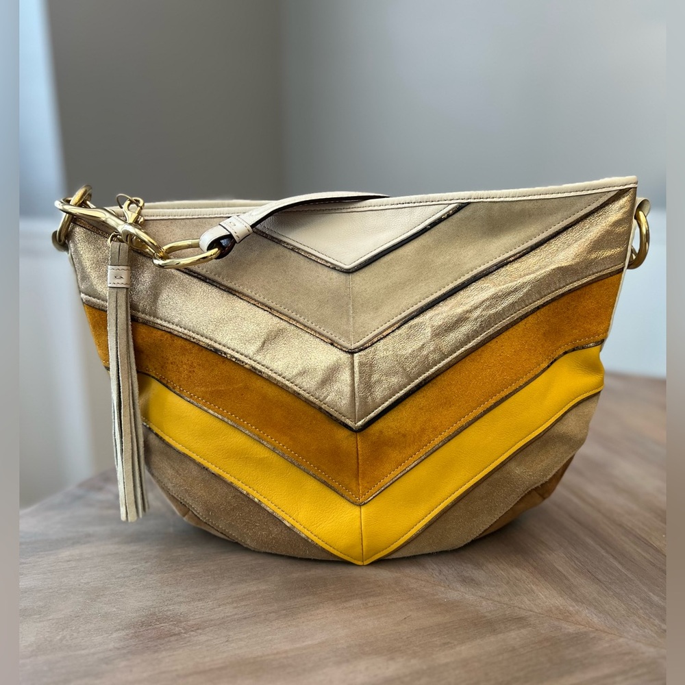 Coach Suede Chevron Hobo 3664
